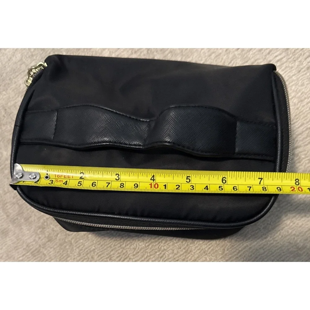 Kestrel Women Black Makeup Bag  Double Zipper - One Size- Brush slots- handle